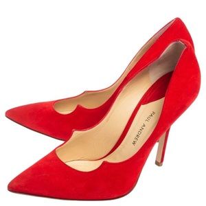 *New Paul Andrew Zenadia stiletto/ pump. Suede electric red pointy heels.